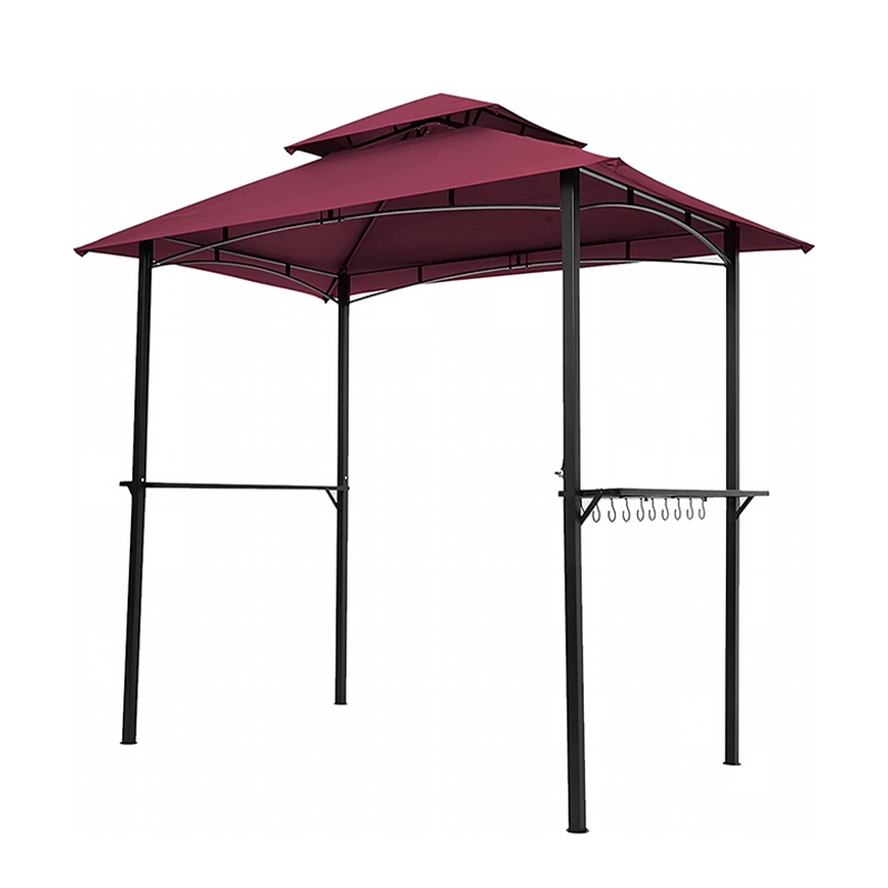 Grilpaviljoen met luifel en openslaande bovenkant, terras, barbecue, tuinpaviljoen met stevig stalen frame