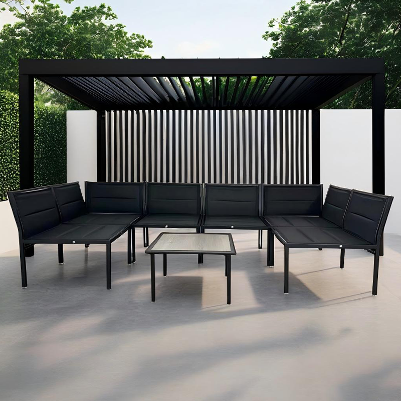 Uitschuifbare terraspergola met UV-bestendige buitenluifel en sterk stalen frame